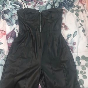 Black leather romper